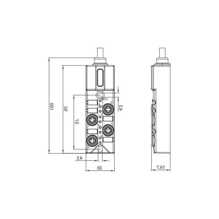 M8 junction box, single channel, NPN, 4-port all-in-one, LED, PUR flexible cable, black sheath, 23N401-XXX