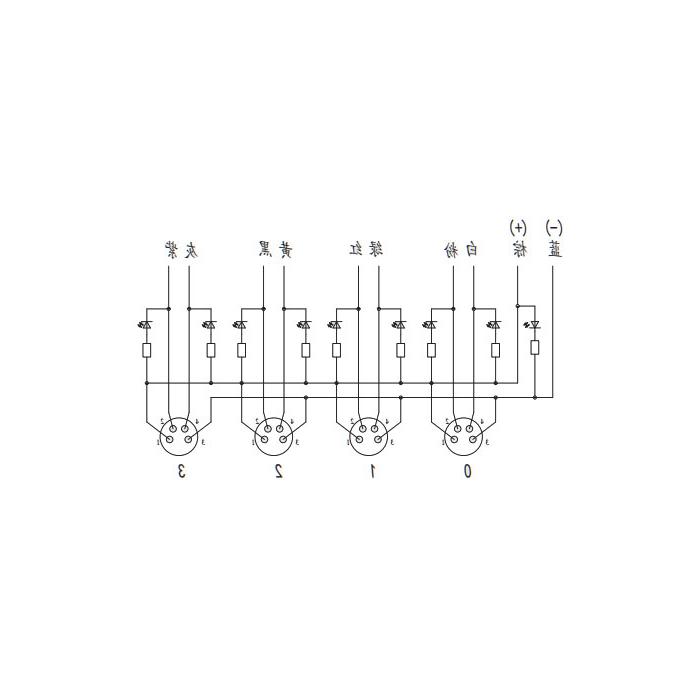 M8 junction box, dual channel, NPN, 4-port all-in-one, LED, PUR flexible cable, black sheath, 23N441-XXX