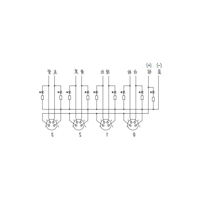 M8 junction box, dual channel, PNP, 4-port all-in-one, LED, PVC non-flexible cable, grey sheathing, 23P461-XXX