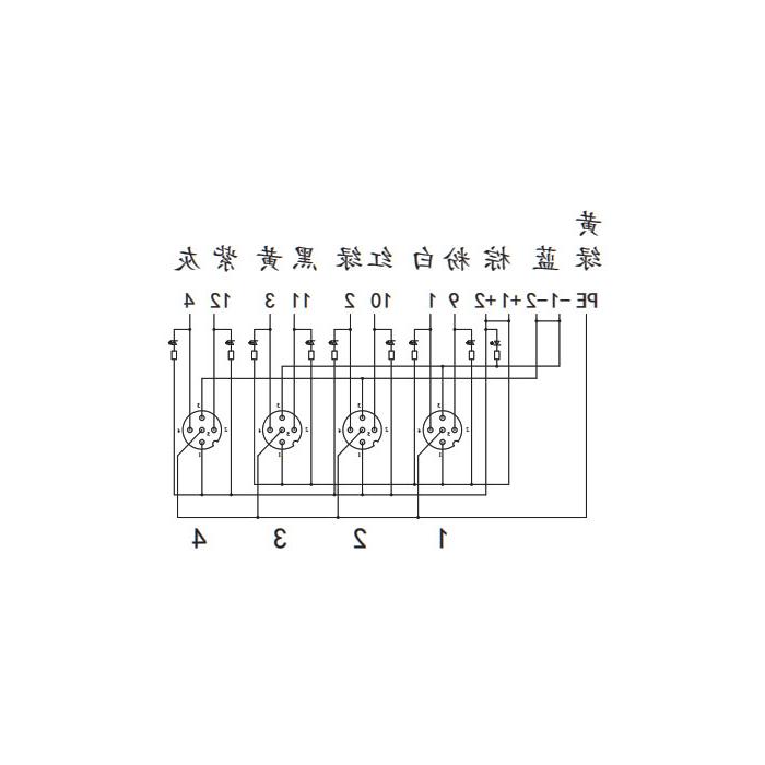 M12 junction box, dual channel, NPN, 4-port split, LED, PCB terminal with plug, 24N4SG