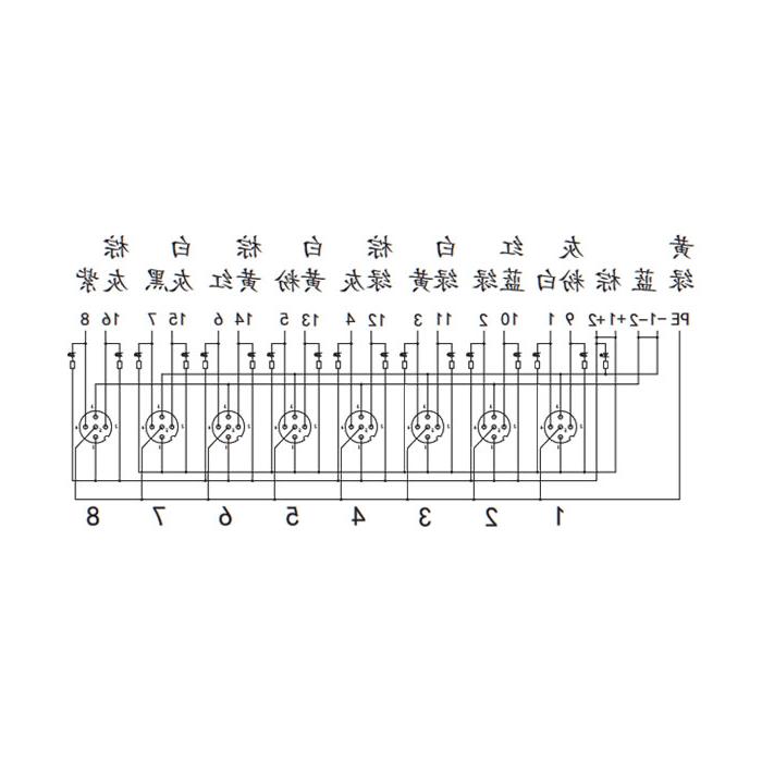 M12分线盒、双通道、NPN、8端口分体式、带LED、PCB端子带插头、24N8SN