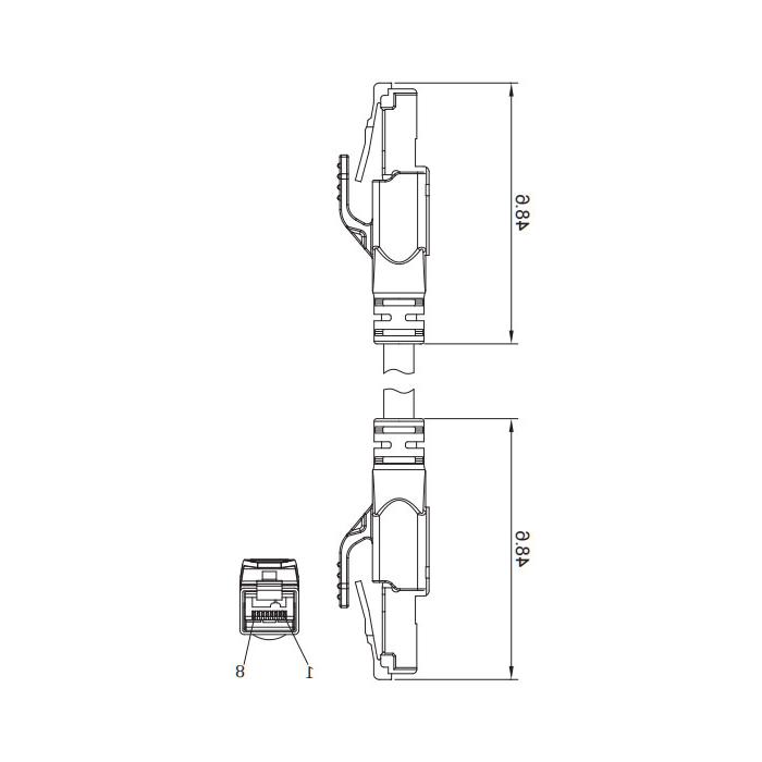 RJ45 Straight male to RJ45 straight male, double-end pre-cast TPE flexible cable,带屏蔽、绿色护套、Ethernet Cat.6a 10Gbps, 0C4481-XXX