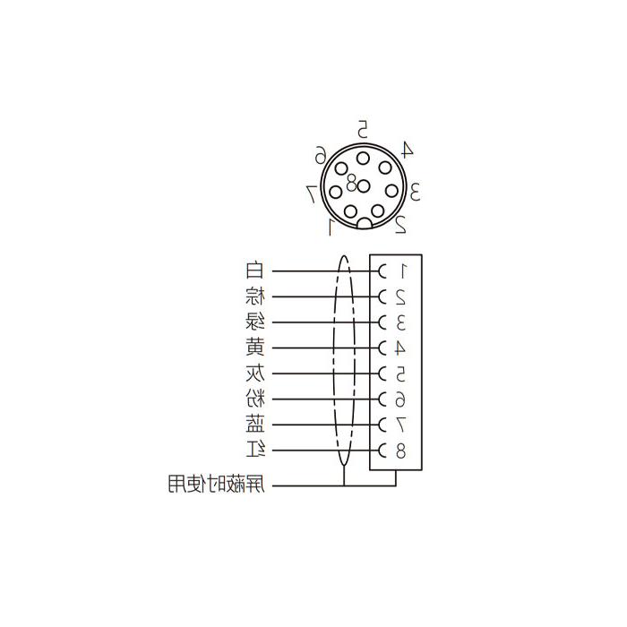 M8 8Pin, straight female, single-end precast PVC non-flexible cable, shielded, gray sheathing, 63S743-XXX